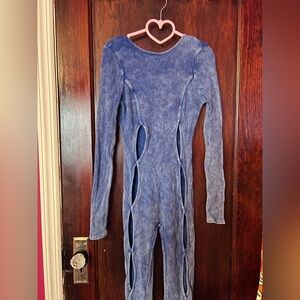 Fashion Nova Blue Backless Bodysuit